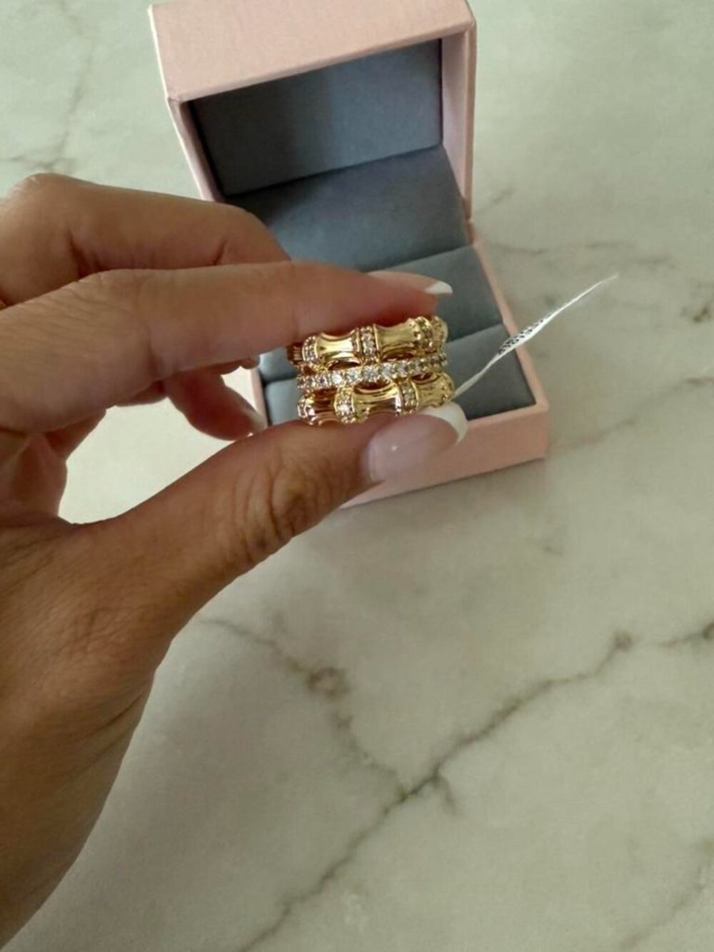 Anabel Aram Gold Bamboo Stack Ring size 5 - Picture 3 of 5
